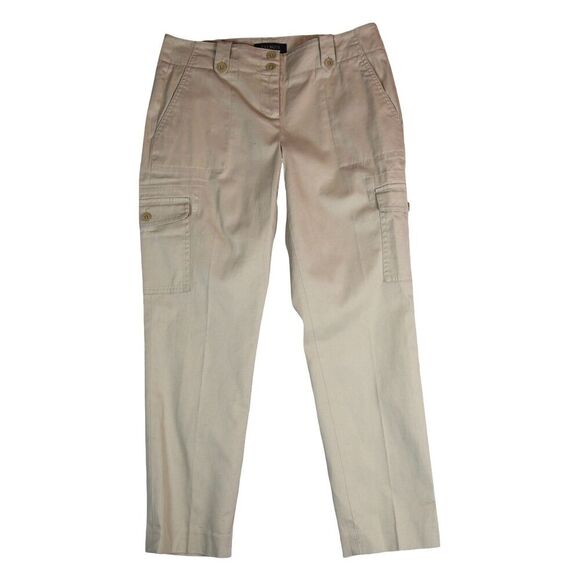 NWT Talbots Signature Khaki Cargo Pants Size 4P Straight Leg Utility Minimalist - Picture 1 of 11